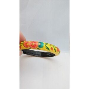 Vintage‎ floral toleware wooden bangle bracelet